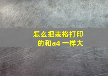 怎么把表格打印的和a4 一样大